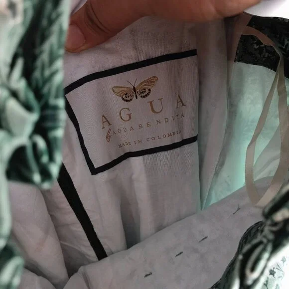 agua bendita jardin floral mini dress | off-shoulder, ruffled - green - Picture 12 of 12